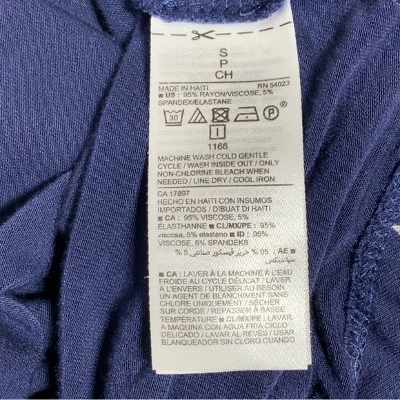 Old Navy Luxe Tank Tunic Top Patriotic Silver Metallic Stars Stretchy Blue SM - Picture 5 of 11